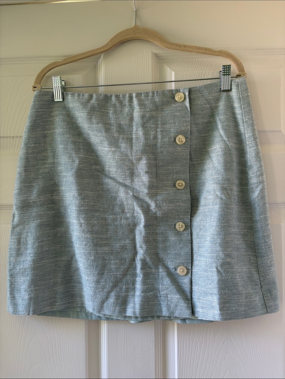 Button-Front Light Blue Women’s Skirt